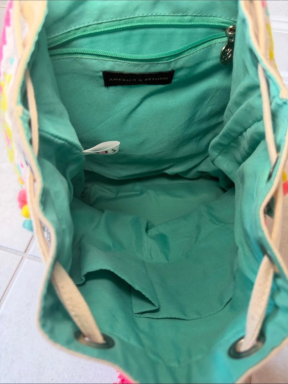 America & Beyond Teal Canvas Backpack Tote - Women's Casual Bag
